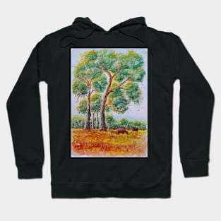 Gumtrees and Cows - Watercolour Hoodie